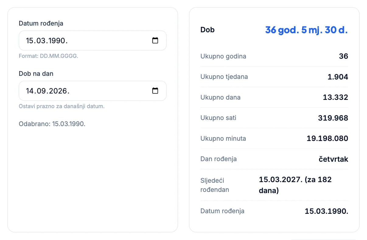 Kalkulator dobi: Kako izračunati točnu dob