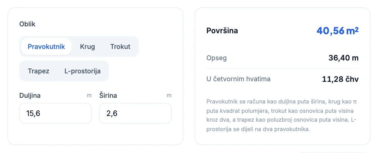 Kalkulator površine: Površina zidova za bojanje i žbukanje