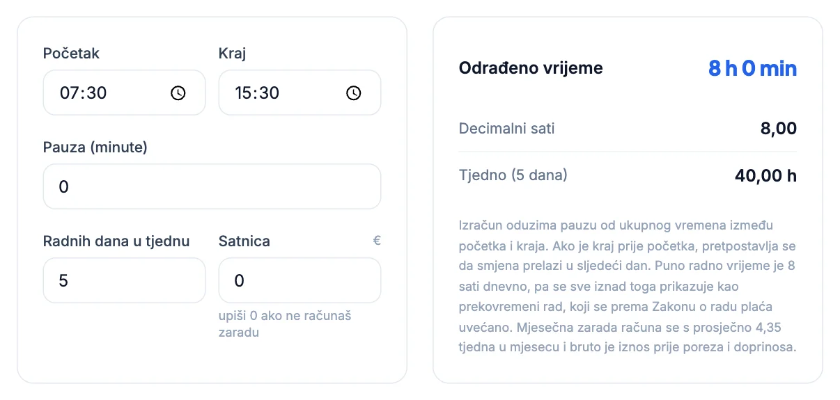 Kalkulator sati: Kako izračunati radne sate